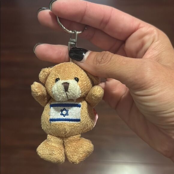 Cute Brown Teddy Bear Keychain - Israeli Flag - Accessory Israel Proud - Picture 1 of 2